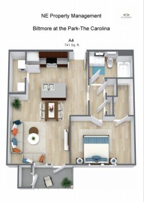 the floor plan for a two bedroom apartment at The Biltmore at  Park