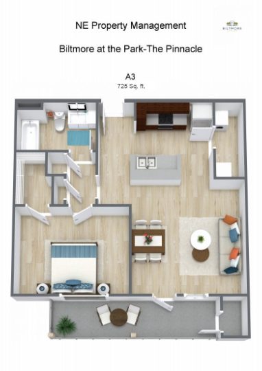 the floor plan for a two bedroom apartment at The Biltmore at  Park