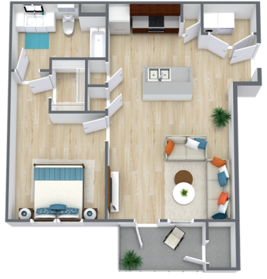 a floor plan of a two bedroom apartment at The Biltmore at  Park